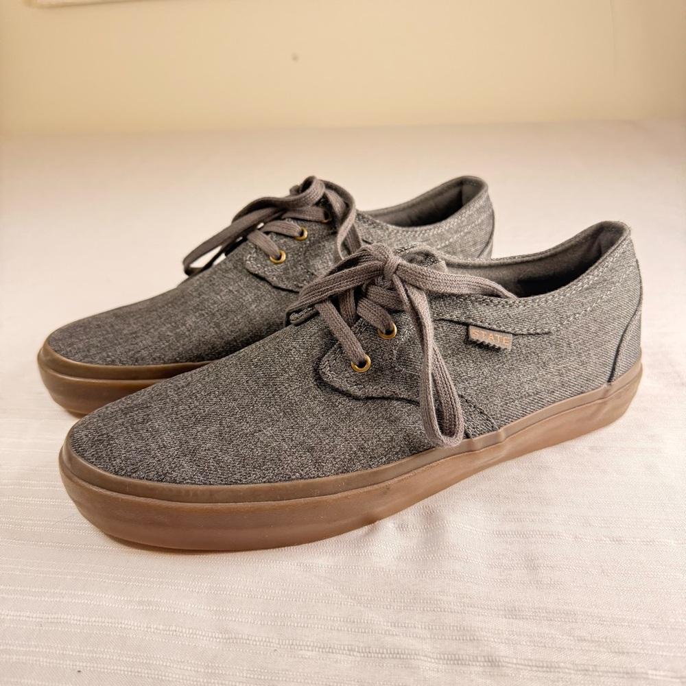 STATE Gray Men's Sneakers with Brown Sole Like New Size 10